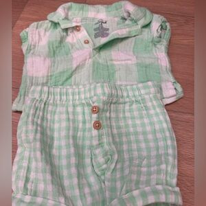 Cat & Jack Green and White Kids Matching Set